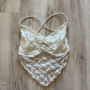 Cream open back Halter Top